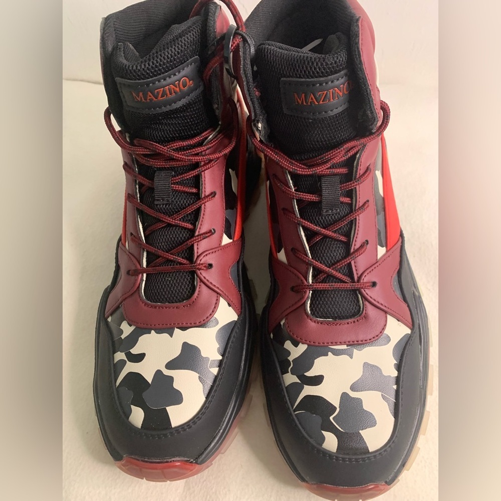 Mazino Wonderstone Sneakers  Fashion Camo Sz 11 Mens High Top  Burgundy 175